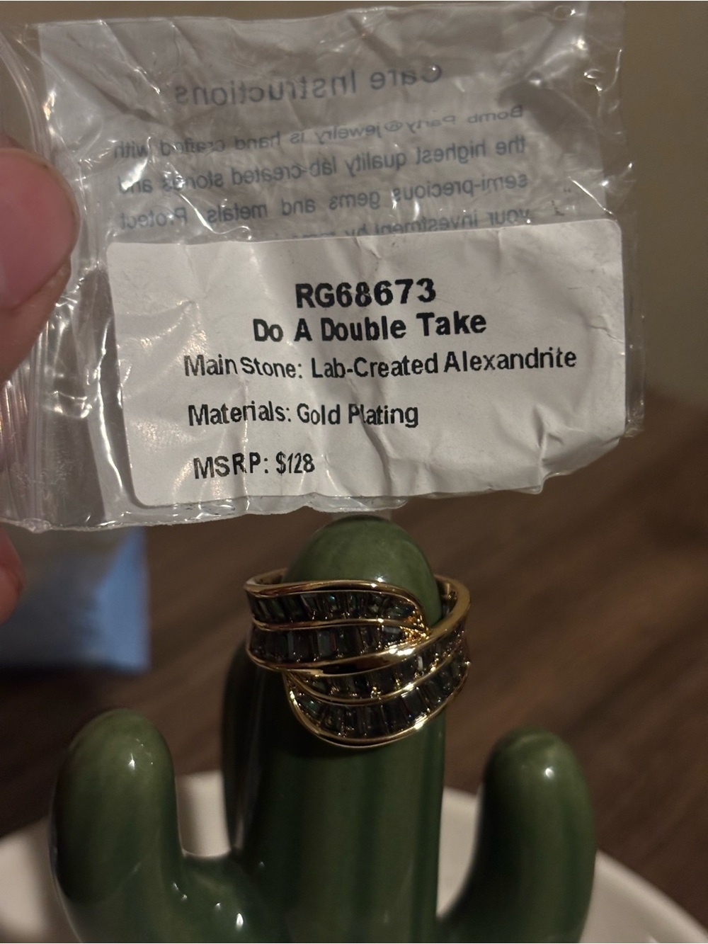 Do A Double Take Gold-Plated Ring with Green Alexandrite